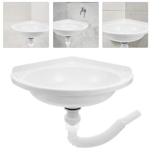 Mini lavabo de esquina de pared blanco para baños pequeños urbanos 8