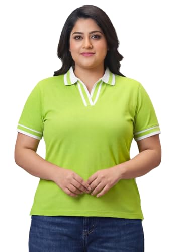Image of Wear Your Opinion Plus Size Women Polo V Neck Stripe Collar Tshirt Top | Half Sleeve