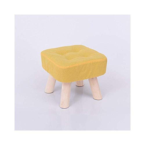 Tabouret bas en bois massif jaune NMDCDH petit banc de salon lavable taille S - 2