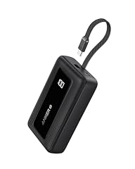 Anker Zolo Power Bank, 20000mAh 30W High Speed Portable Charger with Built-in USB-C Cable, 1 USB-C & A Cable, for iPhone 16/16 Pro/16 Pro Max/16 Plus, MacBook, Galaxy, and More