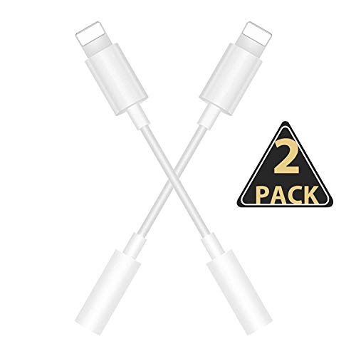 ?2 Pack? Adaptador de Auriculares para iPhone X Jack de 3,5 mm Conector de Auriculares para iPhone 11/MAX/XS/XR/X/8/7 Convertidor para AUX Divisor de Audio Compatible con Todos iOS - Blanco
