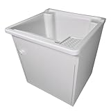 Tanque de lavar Roupa 26L Suspenso com Gabinete 46cm Montado Cor:Tanque Branco