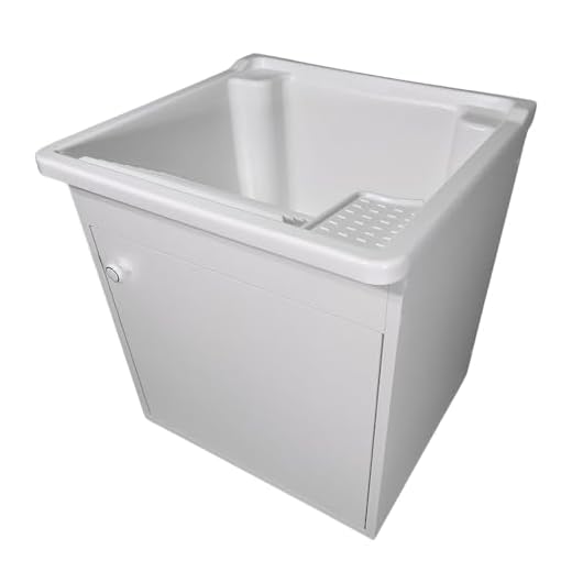 Tanque de lavar Roupa 22L Suspenso com Gabinete 46cm Montado Cor:Tanque Branco