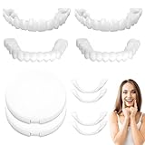 Reccisokz 2 Paare Oben und Unten Zahnprothesen Set,Realistisch Künstliche Zähne mit Löchern,Aufbewahrungsbox,Komfort Sofortige Kosmetische Veneers,Für Männer und Frauen,Einfaches Tragen