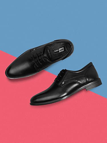 Image of ID Black Lace-Up Leather Formal Shoes for Men