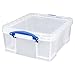 Really Useful Box 4 Pack 17L Plastic Storage Bins with Snap Lids and Clip Lock, Clear