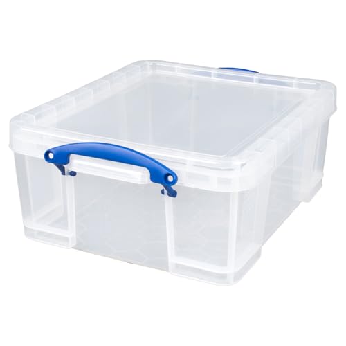 Image of Really Useful Box 5 Pack 17L Plastic Storage Bins with Snap Lids and Clip Lock, Clear
