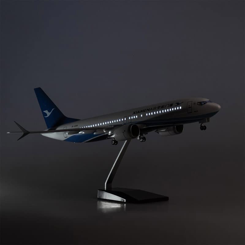 Modelo de avión B737MAX 47 cm decoración elegante con luces para salones y oficinas de diseño
