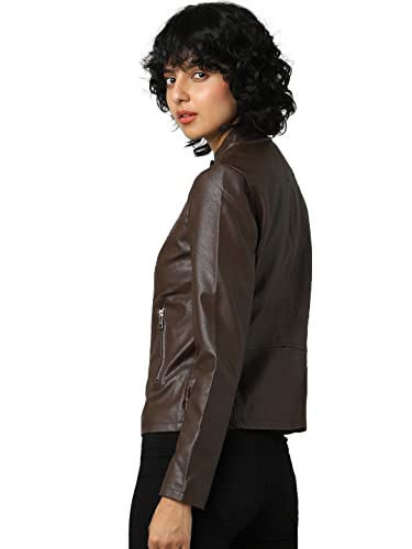 Image of ONLY Women Brown Leather Jacket