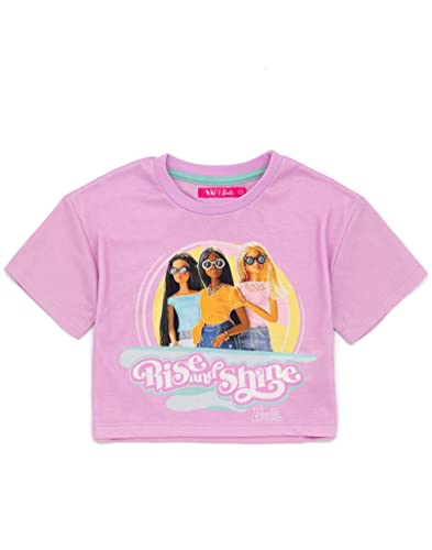 Barbie Girls Pajama Set | Kids Pink Crop Top T-Shirt Elasticated Shorts Complete PJs Bundle | Rise And Shine Doll Sleepwear3