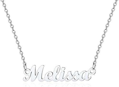 Custom4U Custom Name Necklace,Personalised Nameplate Jewellery Gifts for Women Girl Mum,Silver/Gold/Black,with 16+2''/40+5cm Chain,(with Gift Box)