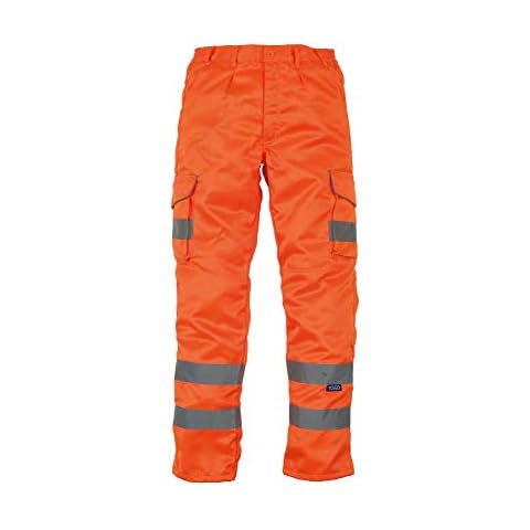 Yoko YK073 Hi-vis Polycotton Cargo Trousers with Knee pad Pockets (HV018T/3M) - Orange 38L Blank Plain Cover
