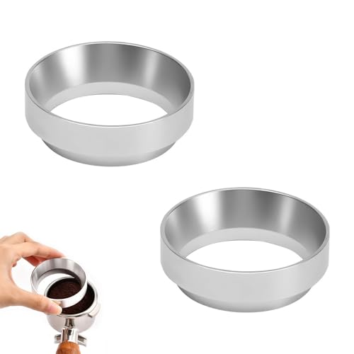 2 Pezzi Anello Dosatore per Caffè 51mm, Imbuto Dosatore Caffe Anello Imbuto in Alluminio con Magneti per Portafiltro Espresso, Accessori per Caffè Professionale, Per evitare sprechi caffè in Polvere