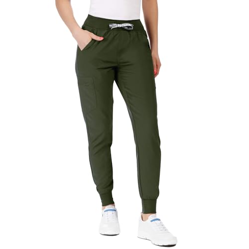 Stenso Nobby Pantalones Sanitarios con Elastano - Uniformes Sanitarios - Pantalones de Trabajo Unisex Verde Musgo XL