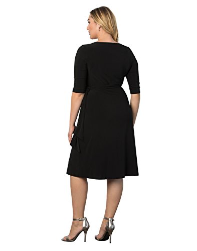 Kiyonna Women's Plus Size Sweetheart Knit Wrap Dress, Midi Cocktail Dress For Wedding Guest Dress, Wear To Work, Party Or Semi-Formal Event, Sweetheart Neckline, 3/4 Fitted Sleeves #TOP2