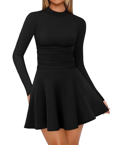 OFEEFAN Long Sleeve Homecoming Dresses Fall Dress Deals Black School