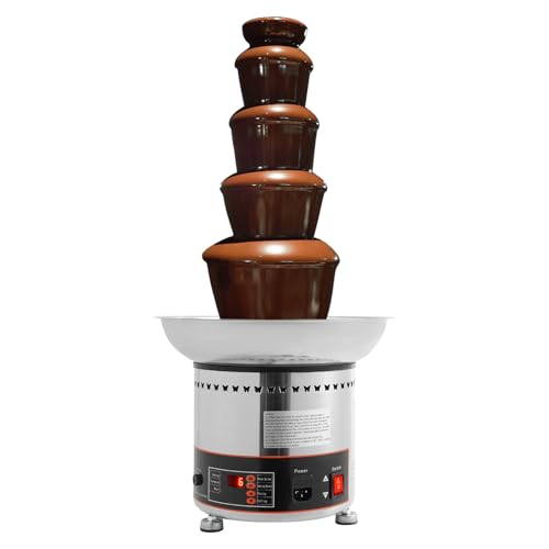 Commercial Chocolate Fountain 5 Tiers 8.82 Lbs Nacho Cheese Fountain Stainless Steel Hot Fondue Fountain Machine Electric Chocolate Melting Fountain for Bakery, Party, Gathering, Wedding, Rental