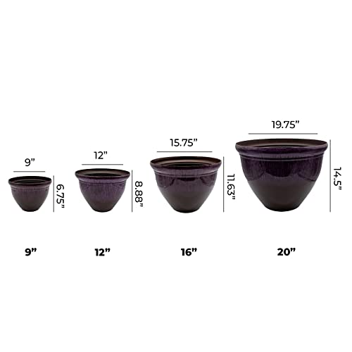 The Hc Companies 16 Inch Pizzazz Decorative Round Planter - Lightweight Premium Resin Plant Pot With A Ceramic Look For Indoor Outdoor Use, Purple Violet #TOP3
