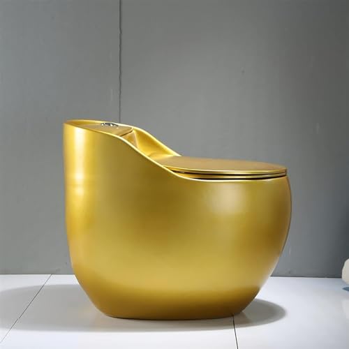 Inodoro de una pieza Dual Flush con asiento de cierre suave, altura universal moderna para confort, inodoro cerámico sifónico dorado para hotel y baño en casa, A-66x43x55cm miniatura 7