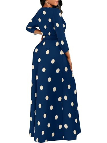 Image of PinkPatty Women's Long Sleeve Maxi Dress Plus Size Casual V Neck Wrap Dress with Pockets&Belt
