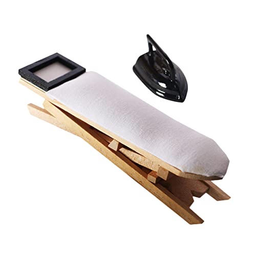 ABOOFAN Mini House Ironing Table Toy Ironing Board for Boys and Girls Black Micro-scene Decor