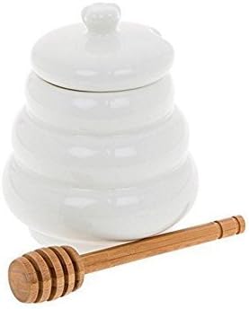 Shudehill Giftware White Honey Swirl Pot with Wooden Drizzler by Shudehill Giftware