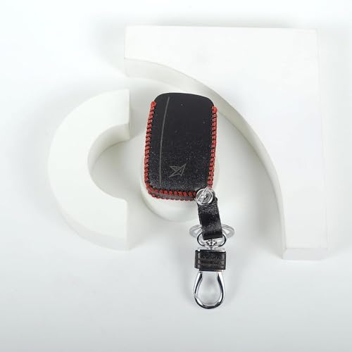 Image of Leather Smart Car Key Cover Case with Metal Hook Keychain for Range Rover Old (Black)