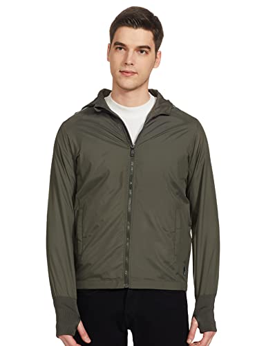 Image of Spykar Men's Nylon Standard Length Solid A-Line Coat