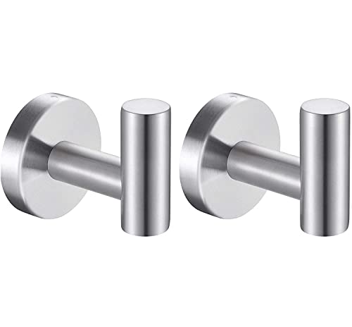 YUET 2 Pezzi Ganci Portasciugamani in SUS 304 Acciaio Inox Gancio Appendiabiti da Parete Con Accessori a vite per Cucina e Bagno Asciugamani Muro Accappatoio (Argento spazzolato)