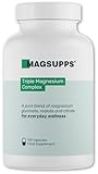 MAGSUPPS Triple Magnesium Complex for Muscles, Calm, Sleep & Energy - 300mg of Pure Magnesium Glycinate, Malate & Citrate - 120 Capsules (40 Servings) - UK Made - Lab Tested - No Fillers
