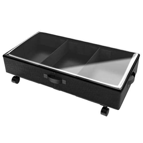 Hohopeti Carro Organizador con Ruedas para Almacenamiento bajo Cama Bolsa Grande de Oxford con Compartimentos Diseño Deslizante para Ropa Edredones Juguetes y Mantas Resistente y Fácil de