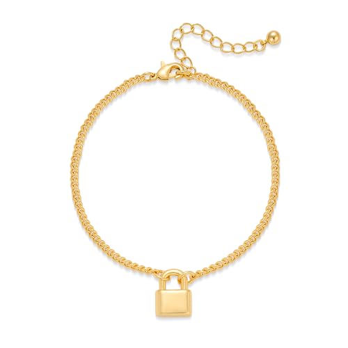 MIJENITI Gold Lock Bracelet for Women Minimalist Chain Bracelet Dainty