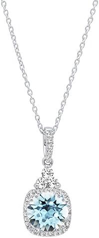 Dazzlingrock Collection 6mm Round Womens Halo Pendant (Silver Cha...