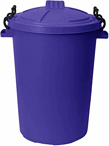 1 x 50L Litre Large Purple Heavy Duty Colour Plastic Bin Garden Dustbin Refusal Waste bin Trash Can Storage unit with Clip locking lid For Recycle Home Kitchen Indoor Outdoor Rubbish Waste Animal Feed