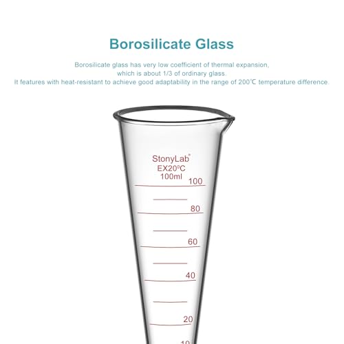 Cilindro graduado de vidrio de 100 ml stonylab con pico vertedor para laboratorio y química 3