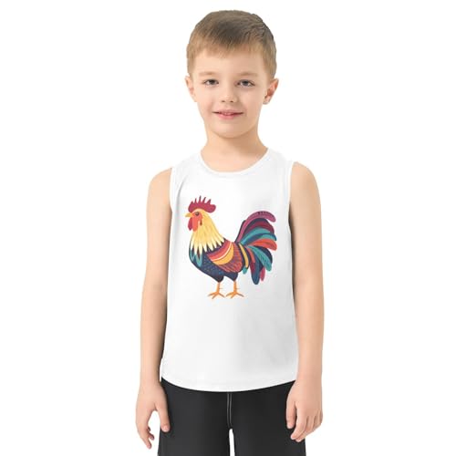 Boys Tank Top Shirts Colorful Rooster Sleeveless T-Shirts Crew Neck for Kids Clothing Children2