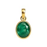 Real Green Emerald Panchdhatu Locket 5 Carat Oval Shape Gemstone Gold Plated Pendant For Astrology Use
