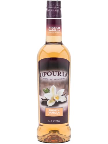 Upouria French Vanilla Coffee Syrup Flavoring, 100% Vegan, Gluten-Free, Kosher, 750 Ml Bottle (Pack Of 4) With 2 Syrup Pumps #TOP1
