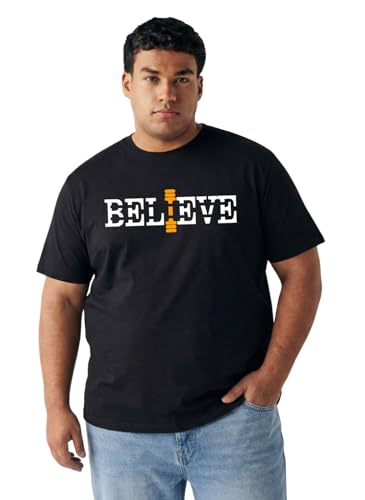 Image of Men Plus Size Printed Cotton Tee Regular Fit Round Neck Half Sleeve T-Shirt