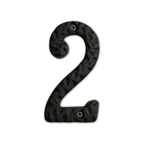 Cast Iron House Number - 4 Inch Height - Rustproof Black Finish Cover