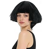IMEYLE Black Bowl Cut Wig Women Funny Wigs for Women Adults Men Haircut Fluffy Straight Mushroom Wigs Yaki Wig for Anime Cosplay Costume Outfit Halloween Party+ Hair Cap