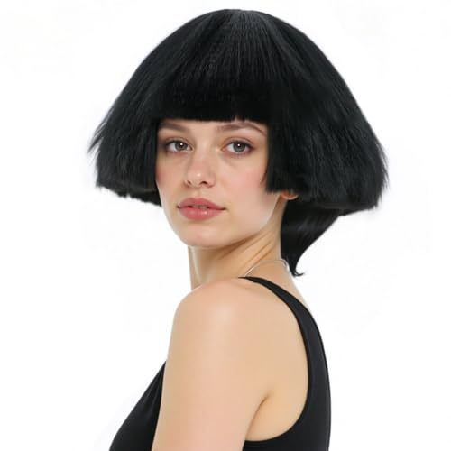 IMEYLE Black Bowl Cut Wig Women Funny Wigs for Women