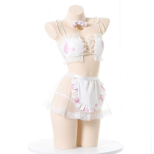 Temptshow Ladies cosplay cow stockings suit pajamas Japanese cute maid sexy costume (maid2) - Image 3