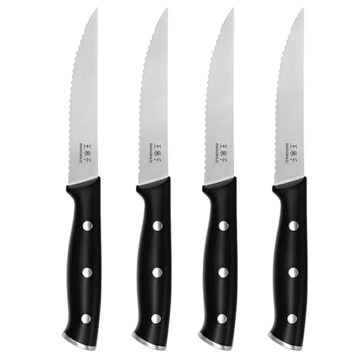 WANGMAZI Steak Knife Set, High-Carbon Stainless Steel, 4 pcs
