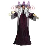 72In Halloween Animatronics Witch, Life Size Talking Animated Witch with Light Up Eyes and Creepy Sound for Halloween Outdoor, Lawn, Yard, Haunted House Decorations