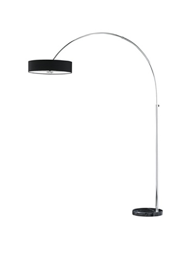 Trio Leuchten Bogenleuchte Perez in Chrom, Marmorfuß schwarz, Stoffschirm...