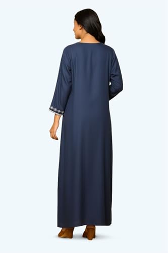 Image of NIHSAMAH Viscose Nighty for Women, Embroidered & Printed Stylish Night Gown, Long Sleeve Comfortable Sleepwear Long Nightwear, Maxi