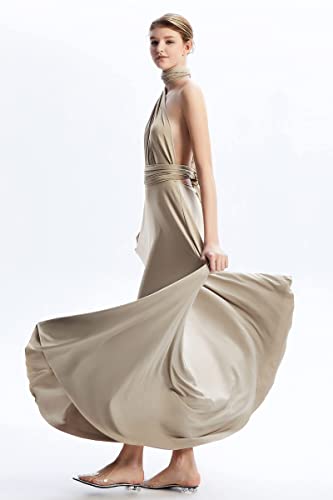 Image of Multi-Way Wrap Infinity Maxi Dress for Bridesmaids & Wedding Guest | 31 Colors for All Wedding Themes, One Size & Plus, 1 Dress for Any Events, Evening, Prom, Gala, Non-See-Through, Wrinkle-Free