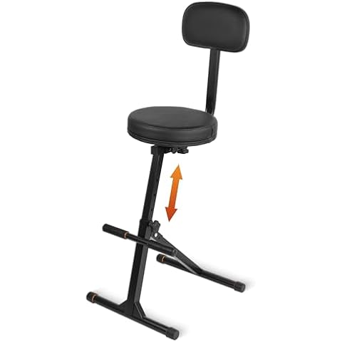 STRICH Guitar Stool with Backrest, Guitar Seat Height Adjustable with Hanger for Acoustic, Electric & Bass Guitars, Musician Drum Throne for Adults, Drummer, and Guitarist, SGT-30B Cover
