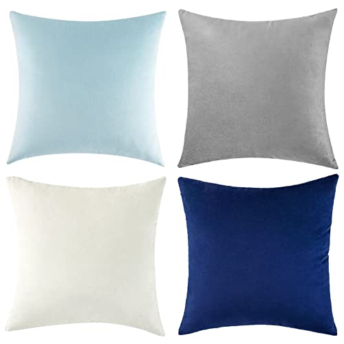 HZDHCLH 4er Set Samt Kissenbezug 45 x 45 cm Sofakissen Dekorative Waschbarer Kissenhülle Weicher Dekokissenbezuge mit Verstecktem Reißverschluss für Sofa,Wohnzimmer Cover